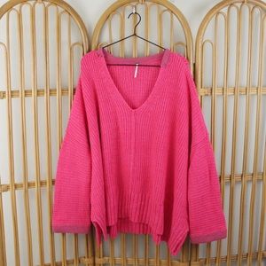 NWOT FP Take Over Me Sweater Neon Pink